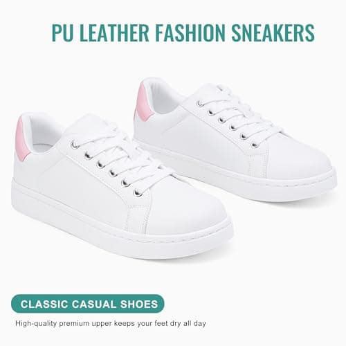 Vepose Women's 8003 Fashion Lace Up Comfortable Casual Tennis Sneakers,White,Size 9.5M US(CJY8003 whitepink 09.5) - Thumbnail 3