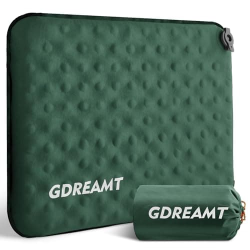 GDREAMT Inflatable Seat Cushion, Self-Inflating Memory Foam Stadium Seats Cushion Lightweight & Compact Chair Sitting Pad Airplane Cushion for Long Flight Travel Outdoor Camping Car Bleachers Office