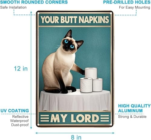 Carastora Vintage Funny Bathroom Sign – Humorous Metal Decor Plaque, Suitable for Cafes, Pet Lovers, Cats, Toilets, Bedrooms, Living Rooms, Kitchens, and Home Wall Decoration – 8x12 Inches - Thumbnail 5