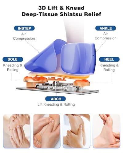KNQZE Shiatsu Foot Massager with Heat and Remote, 2026 Upgraded Lift-Arch Design, 3D Deep Kneading, Relief for Plantar Fasciitis and Foot Pain, Fits Up to Men Size 14, Ideal Gift for Mom Women Men - Thumbnail 4