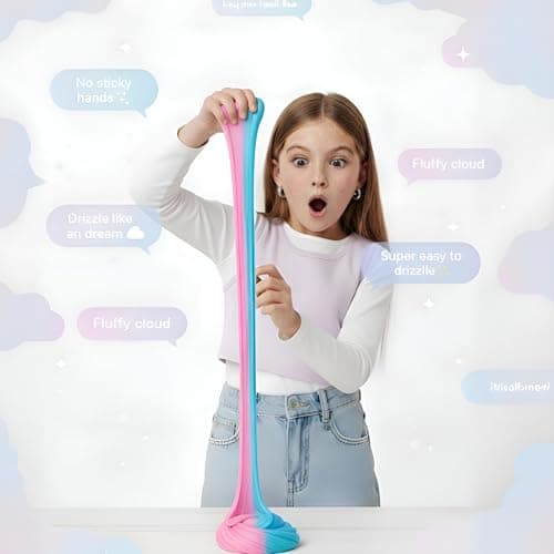Dreamy Cloud Slime Kit – ASMR Slime for Kids (3-Tone Purple, Orange & Snow), Non-Sticky & Scented Cloud Dough, Dreamy Axolotl Charm & Beads, for Ages 5–12 & Teens, 7oz, MOOZ Magic - Thumbnail 3
