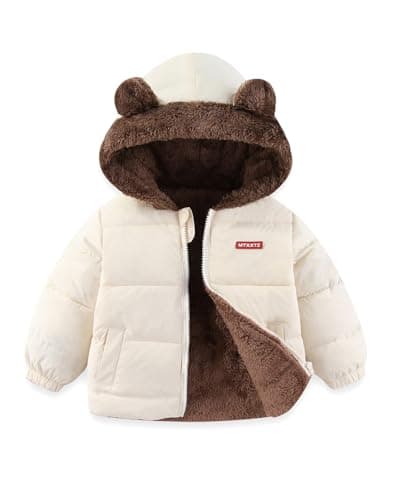 JiAmy Baby Winter Fleece Coat Kids Boys Jacket Outwear Girls Padded Clothes White 5-6 Years