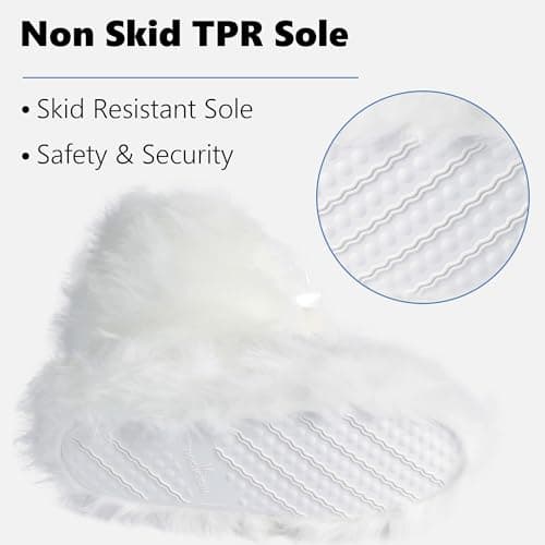 Forfoot Slipper Booties for Women, Soft Fleece Plush Warm Anti Skid Indoor Slipper Boots White US Slipper Boots for Women Size 7-8 - Thumbnail 4