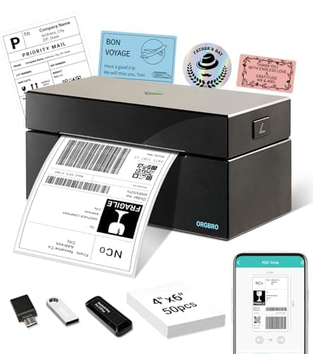 ORGBRO Bluetooth Thermal Shipping Label Printer, Z1-Plus Wireless 4X6 Shipping Label Printer for Small Business Office or Home Support iPhone Android Windows macOS Chrome Amazon Ebay Shopify USPS - Image 1