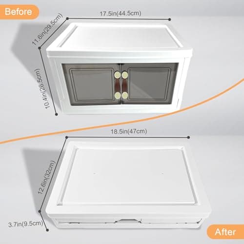 MOONEDGE 35QT Plastic Stackable Storage Bins with Lids, Collapsible Organizer with Magnetic Doors & Hidden Locking Handles, Storage Cabinet for Pet, Closet, Living Room, Pantry & Office Organization - Thumbnail 4