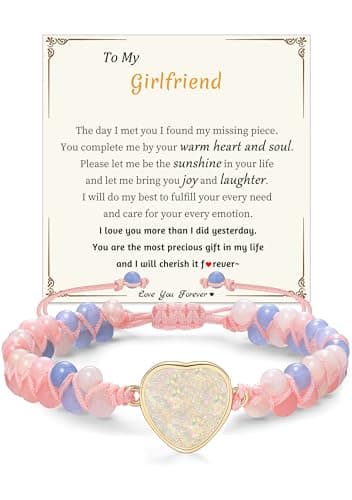 Sistble Gifts for Girlfriend, Romantic Gifts for Her Girlfriend Bracelet from Boyfriend Jasper Heart Bracelet Birthday Gift Ideas Beaded Bracelets Christmas Stocking Stuffers Jewelry - Image 1