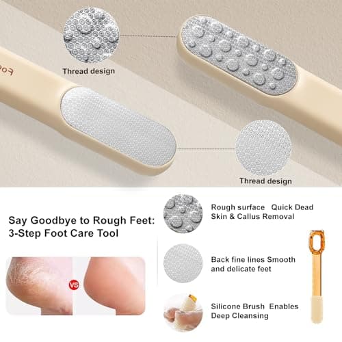 VISDOLL Double-Sided Stainless Steel Foot File, Foot Callus Remover & Foot Scrubber, Professional Pedicure Tool for Dry & Wet Feet, Fast Hard Skin & Dead Skin Remover with Non-Slip Grip, Orange - Thumbnail 2