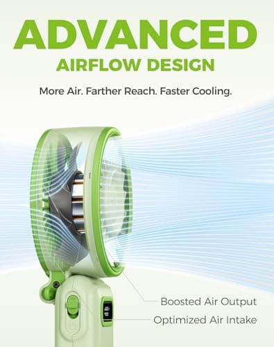 Diveblues Portable Turbo Fan, 100 Speed Handheld Fan with Strong Airflow, Foldable 4 in 1 Personal Fan for Neck, Desk & Travel, USB-C Rechargeable, Lightweight for Summer, Concerts & Outdoor Use - Thumbnail 3