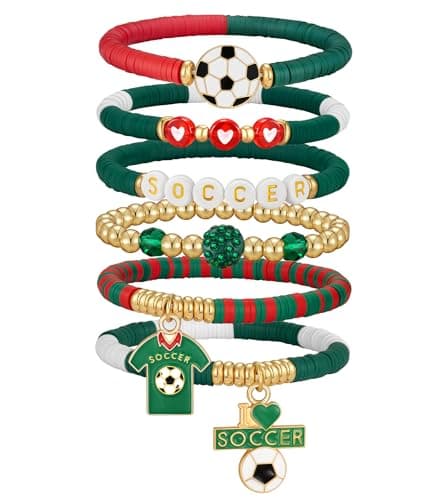 doubgood 2026 World Soccer Cup Stretch Beaded Bracelets Soccer Gifts Football Charm Game Day Fan Bracelet Stackable Sports Jewelry for Mexico Fans Gifts for Women Men - Image 1