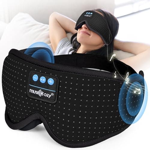 MUSICOZY White Noise Sleep Mask Headphones with 16 Soothing Sounds, Bluetooth Sleep Mask 3D Wireless Music Sleeping Headphones for Side Sleeper - Image 1