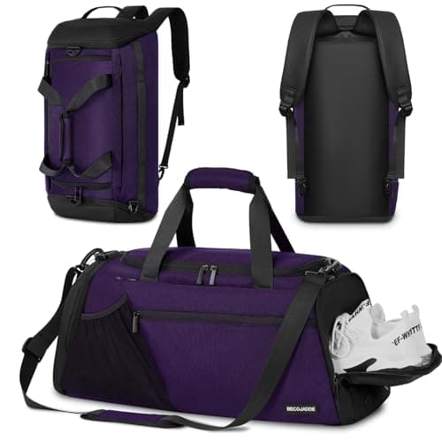 BECOJADDE Gym Bags for Men Women 40L Large Gym Backpack Multiple Pockets Sport Duffle Bags with Shoe & Wet Compartment for Workout Travel Weekend Overnight Purple - Image 1