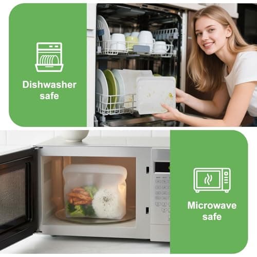 UOEPOWA silicone reusable storage bag, 4-Pack - Leak-Proof, Refrigerator & Microwave Safe, Dishwasher Safe, BPA-Free, Ideal for Lunches, Snacks, and Travel - Thumbnail 5