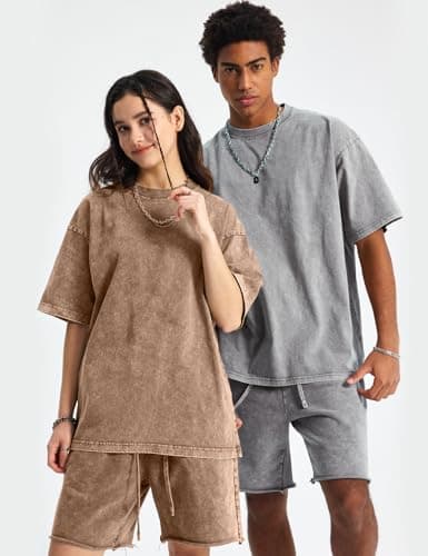 Yimoon Oversized Tshirts for Women Acid Wash Cotton Tee Shirts Baggy Boyfriend Vintage Streetwear Tops(Blackgreykhaki-XLarge) - Thumbnail 3