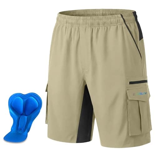 Men's Mountain Bike Shorts 3D Padded Bicycle Biking Shorts Quick Dry Lightweight MTB Cycling Shorts (Khaki, 2XL) - Image 1