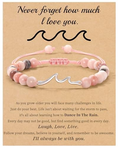 Get Well Gifts for Women, Inspirational Bracelets for Women Birthday Gifts Wave Bracelet Natural Stone Beaded Bracelets Love You Cheer Up Spiritual Inspirational Gifts for Women - Image 1