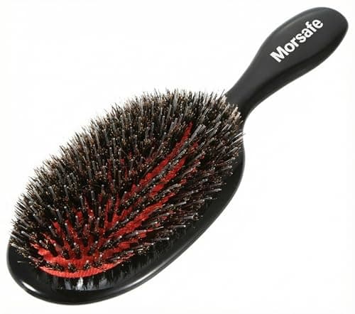 Boar Bristle Paddle Detangling Hair Brush for Curly Fine Wavy Natural Tangled Hair, Anti-frizz Styling Hairbrush Comb for Women and Men, Boar Nylon Bristle Cushioned Brush - Image 1