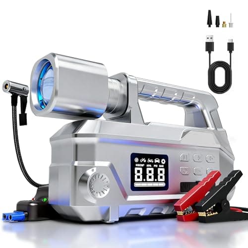 Car Jump Starter with Air Compressor & 950LM LED Light, 6000A 150PSI Peak Portable Jumper Pack, 12V Jump Box Combo with Jumper Cables, Auto-Shutoff Tire Inflator (Up to 9L Gas/7.5L Diesel) - Image 1