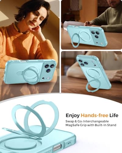 MOCCA Design for iPhone 17 Pro Max Case, Compatible with Magsafe [Premium Invisible Magnetic Ring Stand] [Military Drop Protection] Full Camera Guard Translucent Matte Slim Phone Cover 6.9",Blue - Thumbnail 4