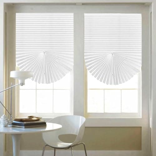Changshade 6-Pack Temporary Light Filtering Paper Blinds for Window, Cut to Size Adhesive Paper Shades, Stick on Pleated Blinds,No Drill Easy Install,48" W x 72" H,White - Thumbnail 2