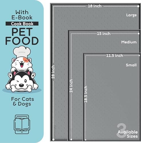 PetHappily Dog Food Mat - Raised Edges Dogs Mat for Food and Water Prevent Spill, Waterproof Cat Food Mats Protect Floors, Easy Clean Dog Bowl Mats for Food and Water, Silicone Pet Feeding Placemats - Thumbnail 2
