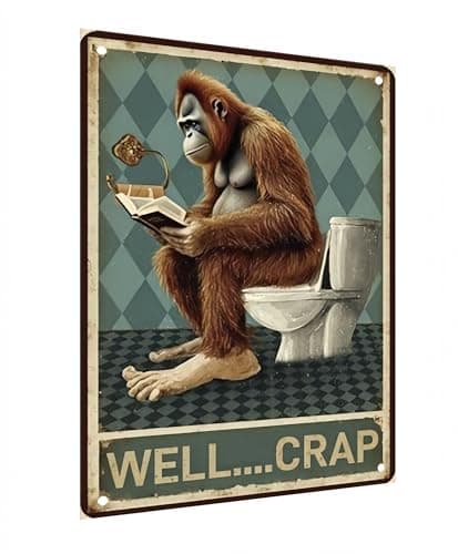 Carastora Funny Metal Tin Sign - "WELL CRAP" with Sarcastic Quote - 8x12 Inch Vintage Bathroom Wall Decor, Perfect for the home, cafe, bar or guest restroom. - Image 1