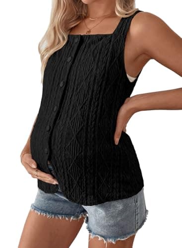 BLENCOT Black Vest Tops for Women Trendy Sleeveless Button Down Stretchy Knit Vests Slim Fitted Going Out Tops Fashion 2026 X-Large - Image 1