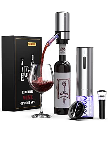 Rechargeable Electric Wine Gift Set - Aerator, Vacuum Stoppers, Foil Cutter and Bottle Opener for Home Bar and Outdoor Parties - Image 1