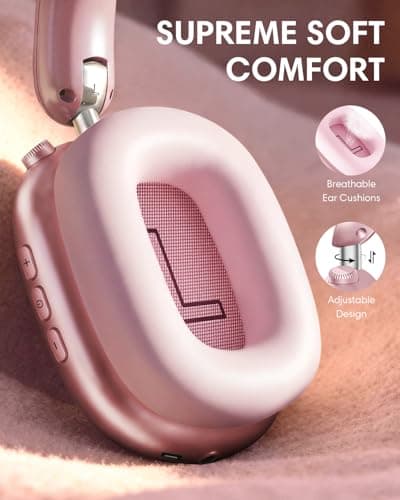 Wentronic Y02 Active Noise Cancelling Headphones,60H Battery,5 EQ Music Modes,Hi-Res Audio,Deep Bass,Foldable Wireless Over Ear Bluetooth 5.4 Headset,Breathable Leather Earpads (Pink) - Thumbnail 6