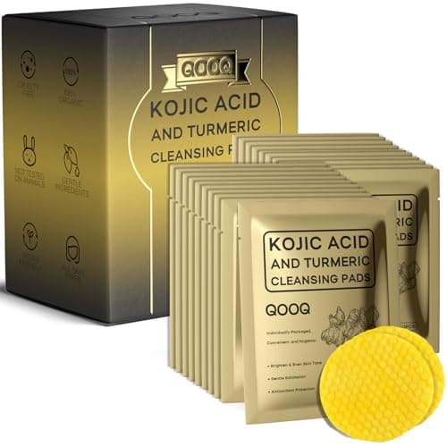 Individually Sealed Turmeric Kojic Acid Cleansing Pads - Stays Fresh, Hygienic! (60 Pads) - Gentle Brightening Exfoliator for Dark Spots & Hyperpigmentation, Travel-Size - Image 1