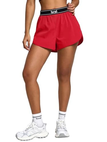 BRXL 2 in 1 Dolphin Athletic Shorts for Women 2" - Split High Waist Quick Dry for Running Workout Athletic Gym Track with Zip Pocket - Image 1