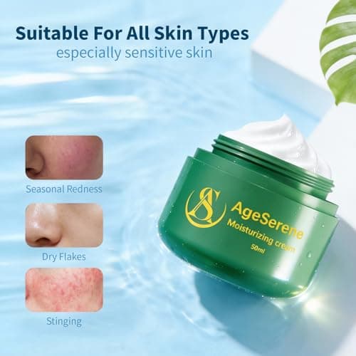 AgeSerene Daily Facial Moisturizer for Face & Dry Skin, Hydrating Face Cream for Sensitive Skin, Non Comedogenic Face Moisturizer for Women & Men with Squalane, 1.7 fl oz - Thumbnail 2