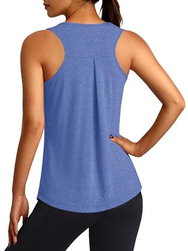 3rd hill Workout Tank Tops for Women Racerback Sleeveless Yoga Top Loose Fit Gym Shirt Running Athletic Tanks Blue XXL - Image 1