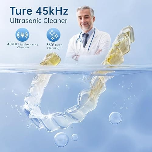 45kHz Ultrasonic Retainer Cleaner Machine, 200ML Dental Deep Cleaning Pod for Dentures, Aligners, Invisalign, Mouth Guards, Night Guards, Jewelry, Toothbrush, 5/10/15 Mins Timer - Thumbnail 2