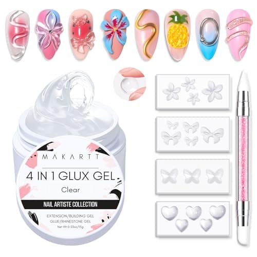 Makartt 3D Gel Nail Art: Clear Sculpting Gel Non-Sticky Hand Carving Glue Extension No Wipe Chrome Nail Powder Molding Gels Solid UV LED Soak Off Gels Nail Art DIY Salon Home
