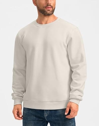 G Gradual Sherpa Lined Sweatshirts for Men Fleece Crewneck Sweatshirt Pullover Warm Shirts for Winter, Off White, X-Large - Thumbnail 2
