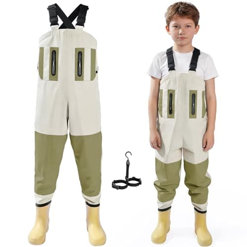 Ghosthorn Chest Waders for Kids Children Waders Nylon Waterproof Fishing Waders Toddler Youth Hunting Waders with Boots EVA for boys Girls - Image 1