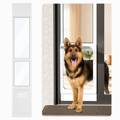 Homgava Large Dog Door for Sliding Glass Doors,No-Cut DIY Install Pet Door- Aluminum Frame& Panel & Lock, Adjustable Height 83”-91 1/5”, Suitable for Dogs Up to 105 lbs -White - Image 1