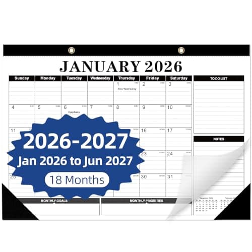 Tcamp 2026 Calendar, Desk Calendar 2026-2027 from January 2026 to June 2027, Big 17" x 12" Wall Calendar with Julian Dates, 18 Months Desk Planner for Home School Office Desktop, Christmas Gifts - Image 1