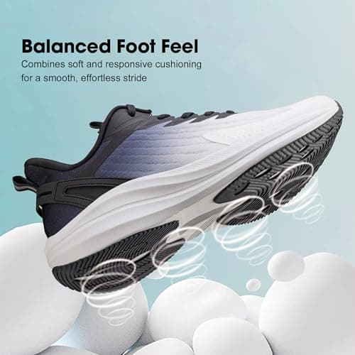 Men's Road Running Shoes Cushioning Athletic Sneakers - Non Slip Jogging Outdoor Gym Workout Comfortable Lightweight Walking Tennis Shoes Active5K Black - Thumbnail 3