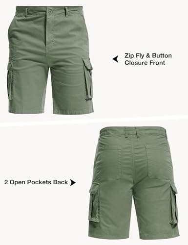 AOHIKE Men's Cargo Shorts 7 Pockets - 9" Tactical Shorts Quick Dry Stretchy Ripstop for Golf, Travel, Jogging, Olive M - Thumbnail 4