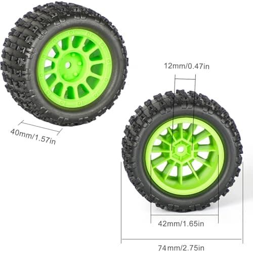 4Pcs Monster Truck Tires 1/16 1/18 Scale 74mm Pre-glued Foam Insert Tires for ARRMA Granite 1/18 Granite/Typhon, WLtoys A949, for MJX Hyper Go H16, High-Grip Ready-to-Run - Thumbnail 2