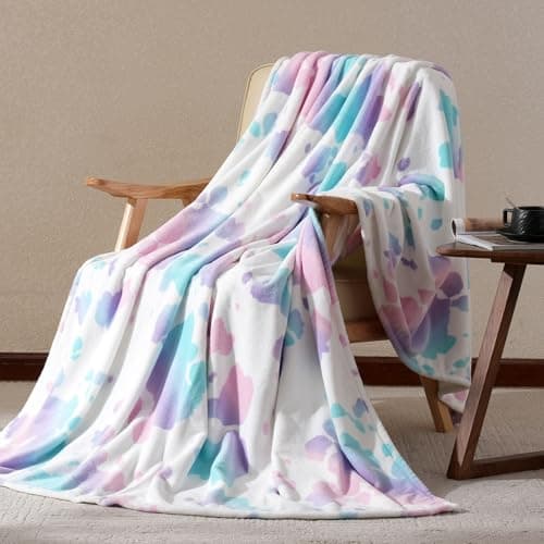 Cozy Bliss Cow Print Fuzzy Throw Blanket for Couch - Thick Soft Warm Non Shedding Fleece Blankets for Western Décor Room, for Kids, Women Men Girls, Rainbow 50"*60" - Thumbnail 2