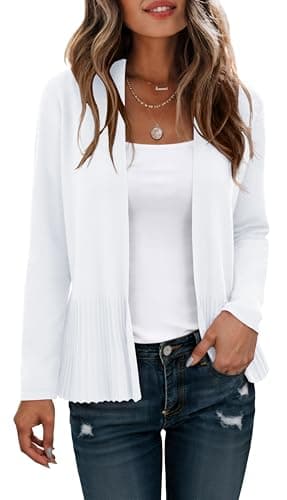 CZYINXIAN Womens Casual Soft Drape Fall Cardigan Trendy Lightweight Long Sleeves Cropped Cardigan Sweaters(White, Medium) - Image 1