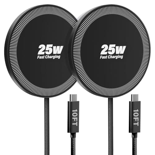 WayLite 25W Wireless Charger for MagSafe, Magnetic Fast Charging Pad for iPhone 17/16/15/14/13/12 Series & AirPods, Strong Magnet, Portable Wireless Charger for Travel Home Office (Black, 10FT)