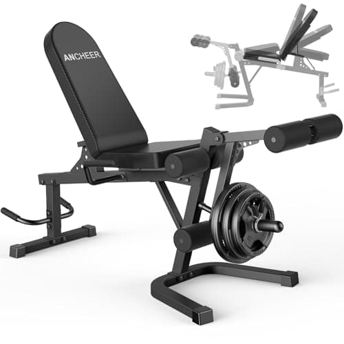 ANCHEER Leg Extension and Curl Machine, 880LBS Adjustable Leg Curl Machine, Seated Leg Extension and Lying Curl Machine for Home Gym, Leg Workout Equipment Compatible with 1" and 2" Plates