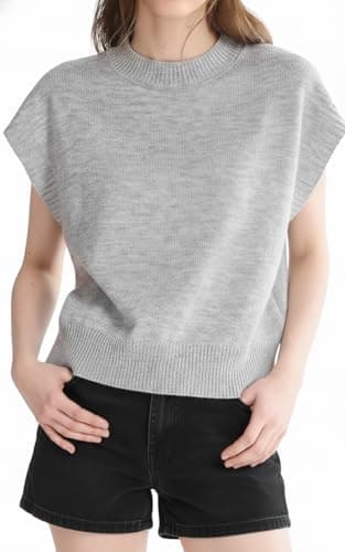 Orolay Women's Cap Sleeve Sweater Vest Mock Neck Short Sleeve Knit Top - Soft Lightweight Solid Color - Image 1