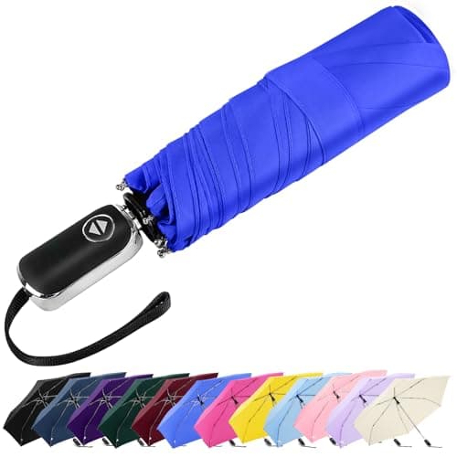Lejorain Collapsible Mini Umbrella Backpack - Auto Open Close Flat Umbrellas Strong Small Travel 210T Strong Umbrella for Wind and Rain - Image 1