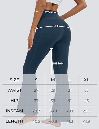 MathCat Women's Flare Yoga Pants Bootcut with Pockets, High Waisted V Crossover Workout Leggings for Yoga, Gym, Lounge True Navy - Thumbnail 5