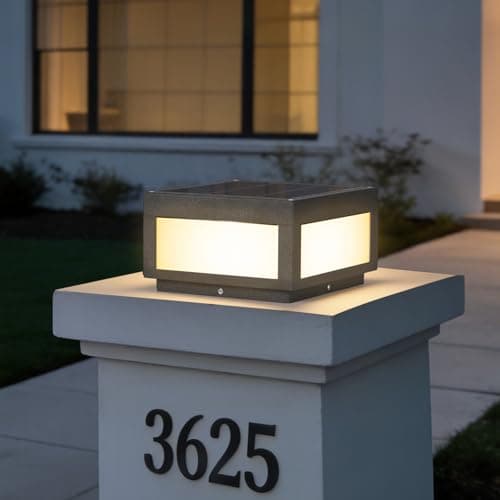 MVBT Solar Post Lights Waterproof, 10×10 Solar Pillar Lights Outdoor, 9.8" Outdoor Column Lights Dusk to Dawn, Modern Lamp Post Light Square, 3000K Solar Power Post Lantern for Fence Deck Gate Posts - Image 1