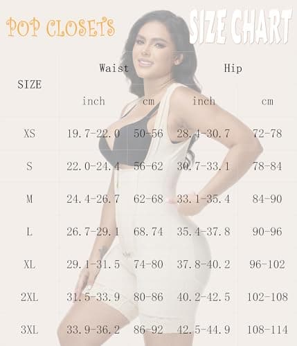 POP CLOSETS Fajas Colombianas Postparto Full Body Shapewear For Women Four Layers High-Compression Beige S - Thumbnail 6